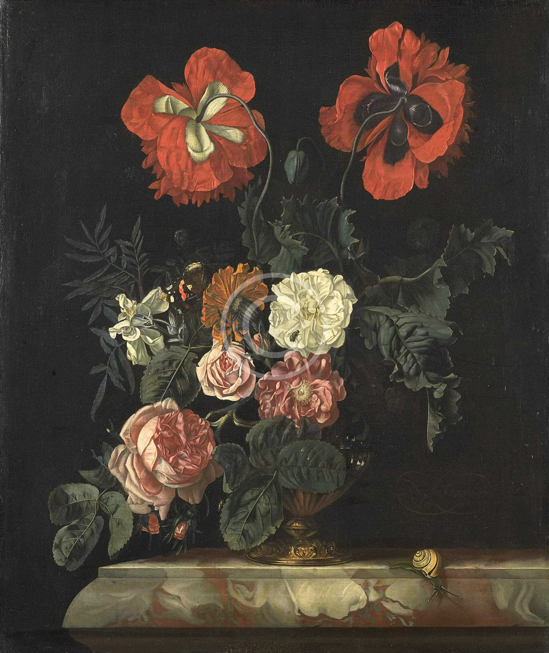 Vase of Flowers on Dark